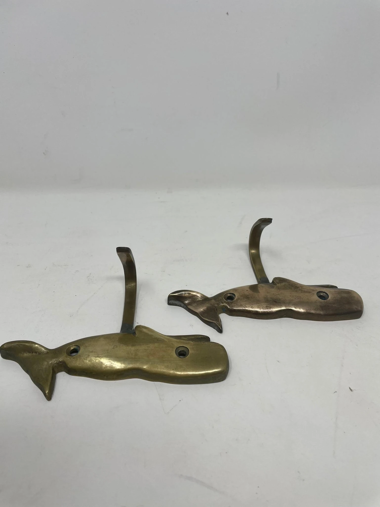 Pair Brass Whale Coat Hooks 6 Pair Brass Whale Coat Hooks - Image 6