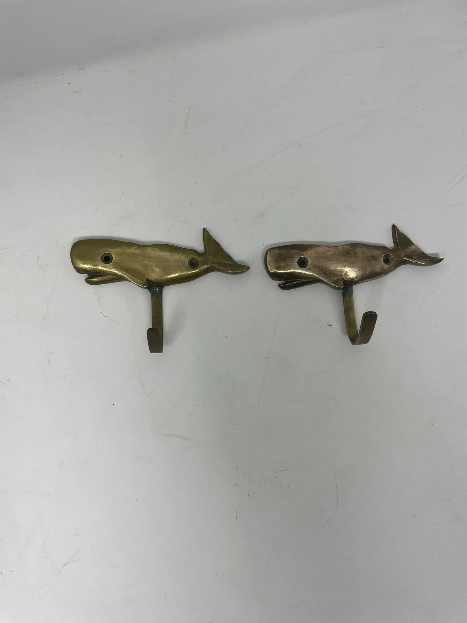 Pair Brass Whale Coat Hooks 3 Pair Brass Whale Coat Hooks - Image 3