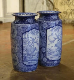 Pair Of Vintage Hand Painted Blue And White Porcelain Vases Umbrella Stands 14 Pair Of Vintage Hand Painted Blue And White Porcelain Vases Umbrella Stands -Chairish Shop pair of vintage hand painted blue and white porcelain vases umbrella stands 6452 scaled