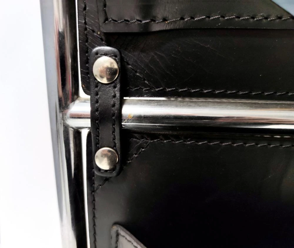 Postmodern Leather And Chrome-Plated Metal Magazine Rack From Salmistraro, Italy, 1980s 10 Postmodern Leather And Chrome-Plated Metal Magazine Rack From Salmistraro, Italy, 1980s - Image 10