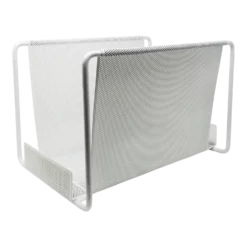 Postmodern White Stamped Metal Magazine Rack