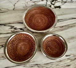 Rattan & Silver Nesting Baskets, S/3 -Chairish Shop rattan and silver nesting baskets s3 2532 scaled