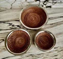 Rattan & Silver Nesting Baskets, S/3 -Chairish Shop rattan and silver nesting baskets s3 2738 scaled