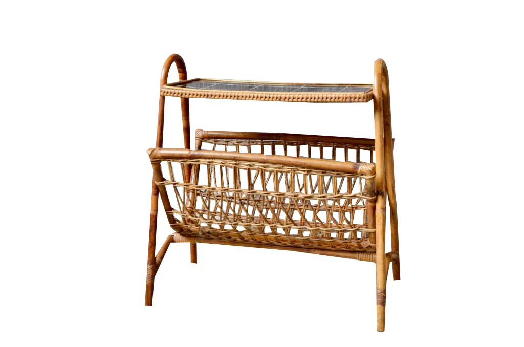 Rattan Magazine Rack, 1960s 1 Rattan Magazine Rack, 1960s