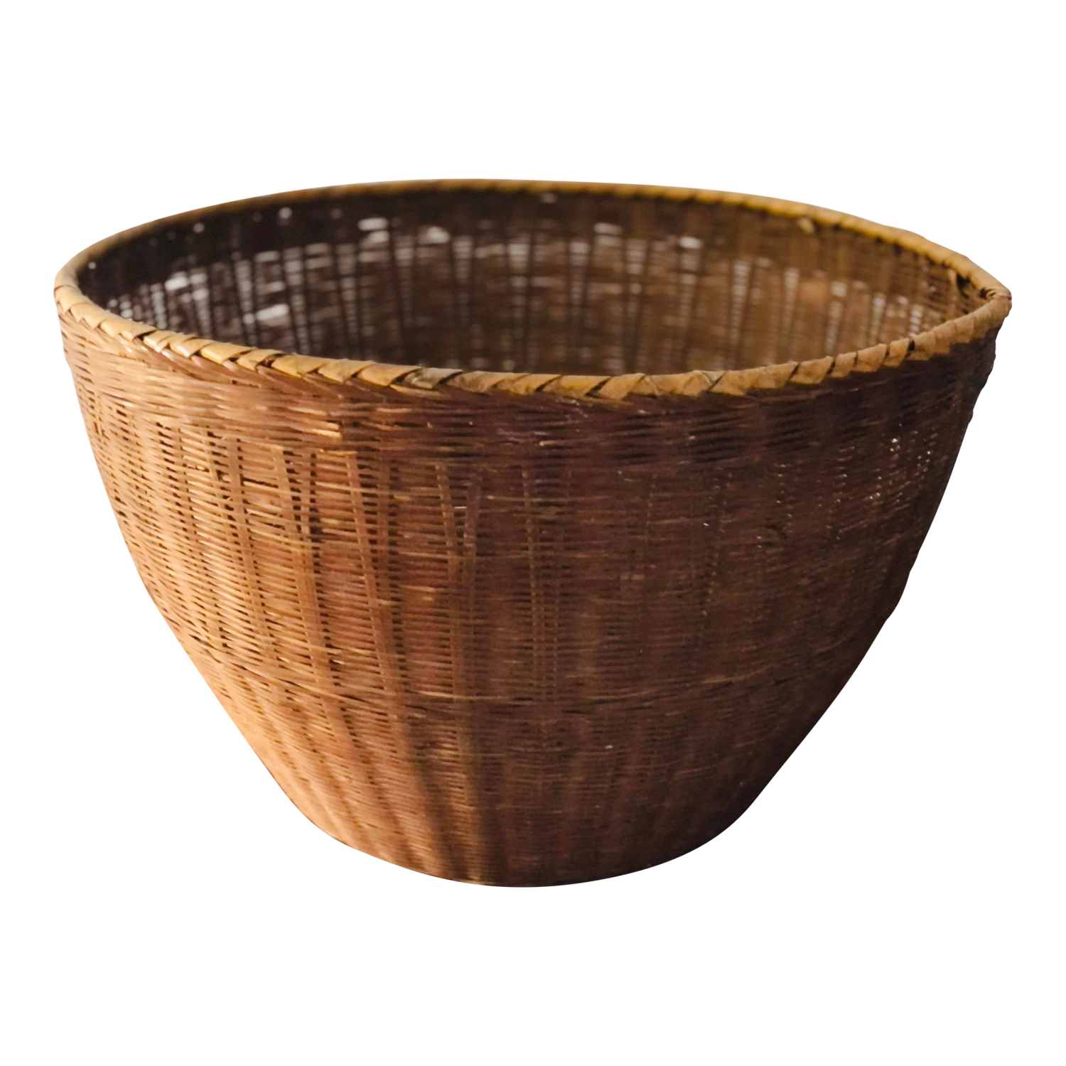 Rustic Chinese 19th Century Woven Rattan Large Round Grain Basket 1 Rustic Chinese 19th Century Woven Rattan Large Round Grain Basket