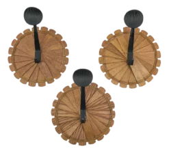 Scandinavian Coat Hooks In Wood, Wicker & Iron, 1960s, Set Of 3