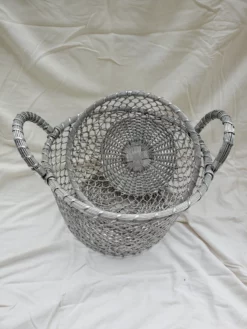 Set Of 2 Vintage French Aluminum Baskets -Chairish Shop set of 2 vintage french aluminum baskets 2965