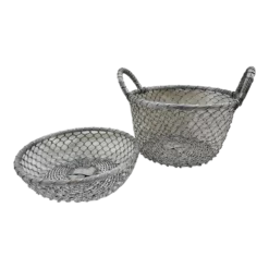 Set Of 2 Vintage French Aluminum Baskets