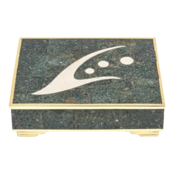 Sigi Pieneda Brass, Rosewood,Silver, Sodalite, Turquoise Crushed Stone Hinged Box MCM