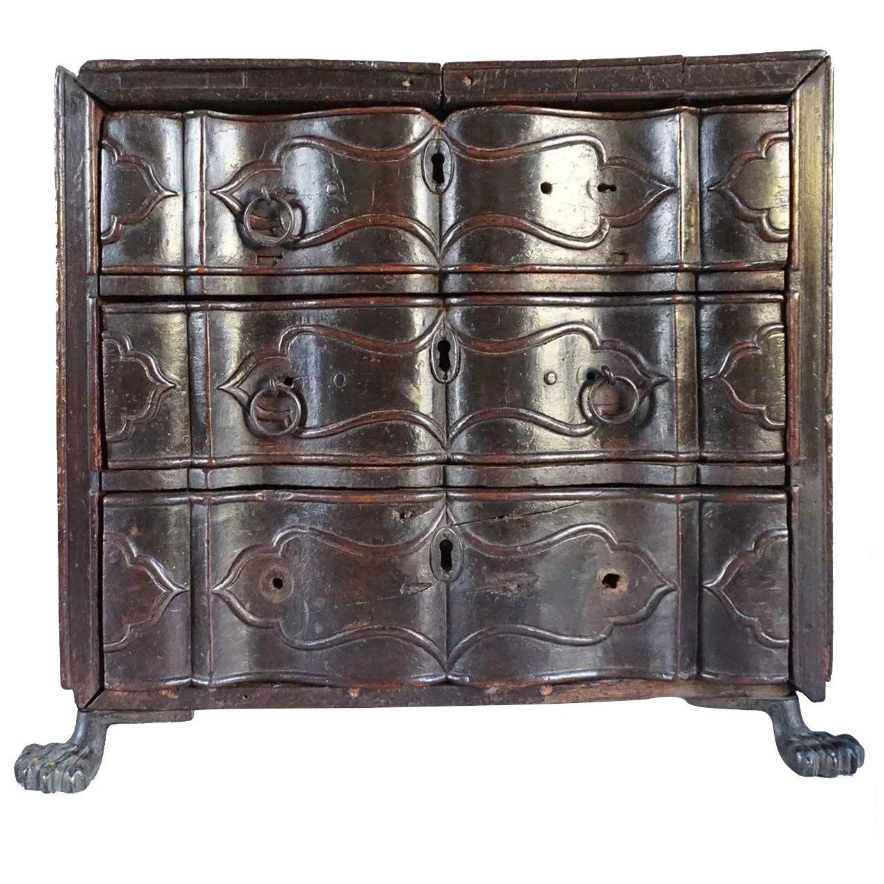 Small Indo-portuguese Rosewood Miniature Chest Of Drawers Table-top Box 7 Small Indo-portuguese Rosewood Miniature Chest Of Drawers Table-top Box - Image 7