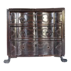 Small Indo-portuguese Rosewood Miniature Chest Of Drawers Table-top Box