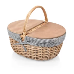 The Country Picnic Basket With Navy & White Liner 13 The Country Picnic Basket With Navy & White Liner -Chairish Shop the country picnic basket with navy and white liner 1629