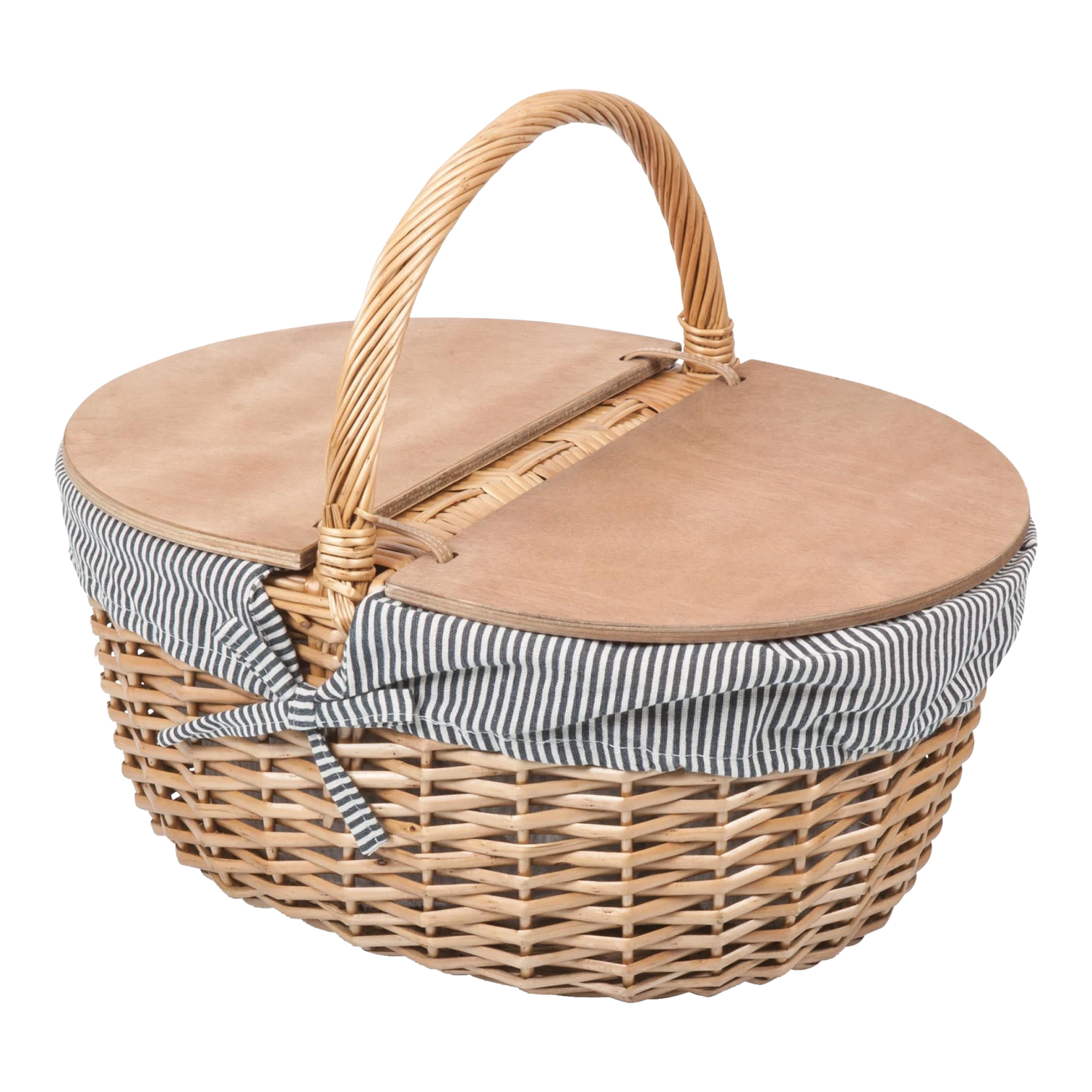 The Country Picnic Basket With Navy & White Liner 1 The Country Picnic Basket With Navy & White Liner
