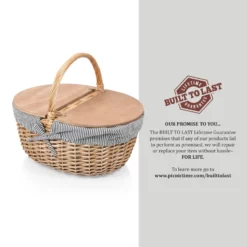 The Country Picnic Basket With Navy & White Liner 12 The Country Picnic Basket With Navy & White Liner -Chairish Shop the country picnic basket with navy and white liner 4836