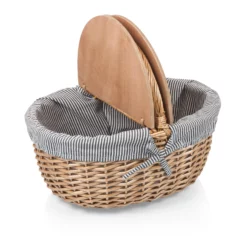The Country Picnic Basket With Navy & White Liner 9 The Country Picnic Basket With Navy & White Liner -Chairish Shop the country picnic basket with navy and white liner 5570