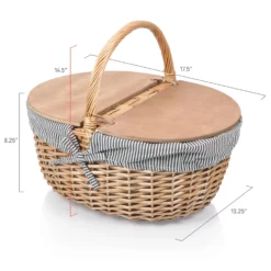 The Country Picnic Basket With Navy & White Liner 10 The Country Picnic Basket With Navy & White Liner -Chairish Shop the country picnic basket with navy and white liner 9667