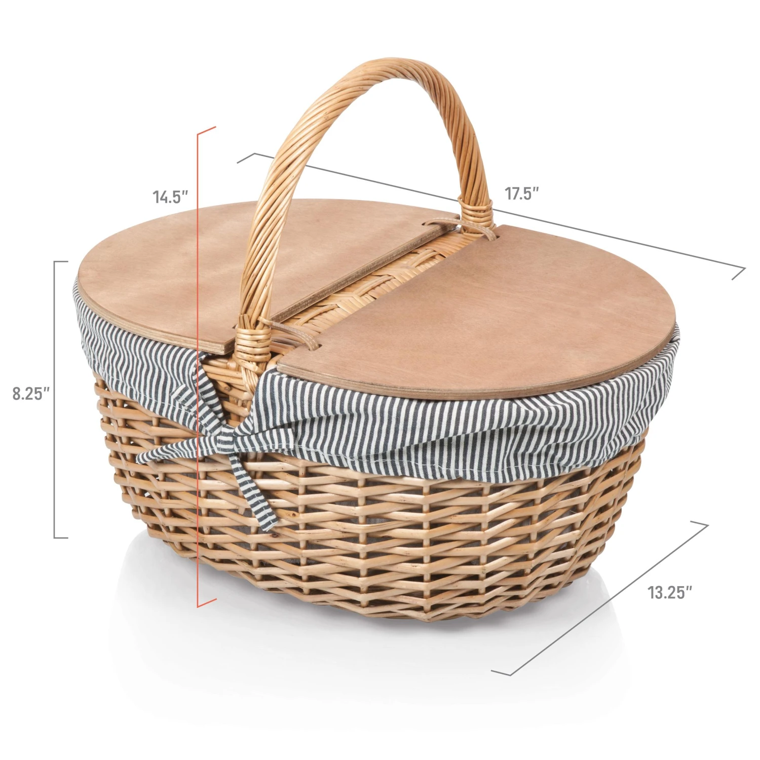 The Country Picnic Basket With Navy & White Liner 4 The Country Picnic Basket With Navy & White Liner - Image 4