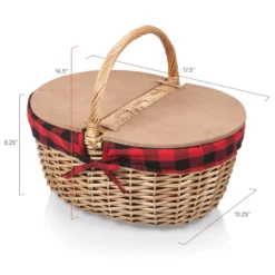 The Country Picnic Basket With Red & Black Liner 9 The Country Picnic Basket With Red & Black Liner -Chairish Shop the country picnic basket with red and black liner 0060