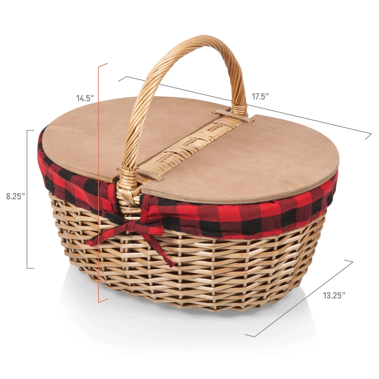 The Country Picnic Basket With Red & Black Liner 4 The Country Picnic Basket With Red & Black Liner - Image 4