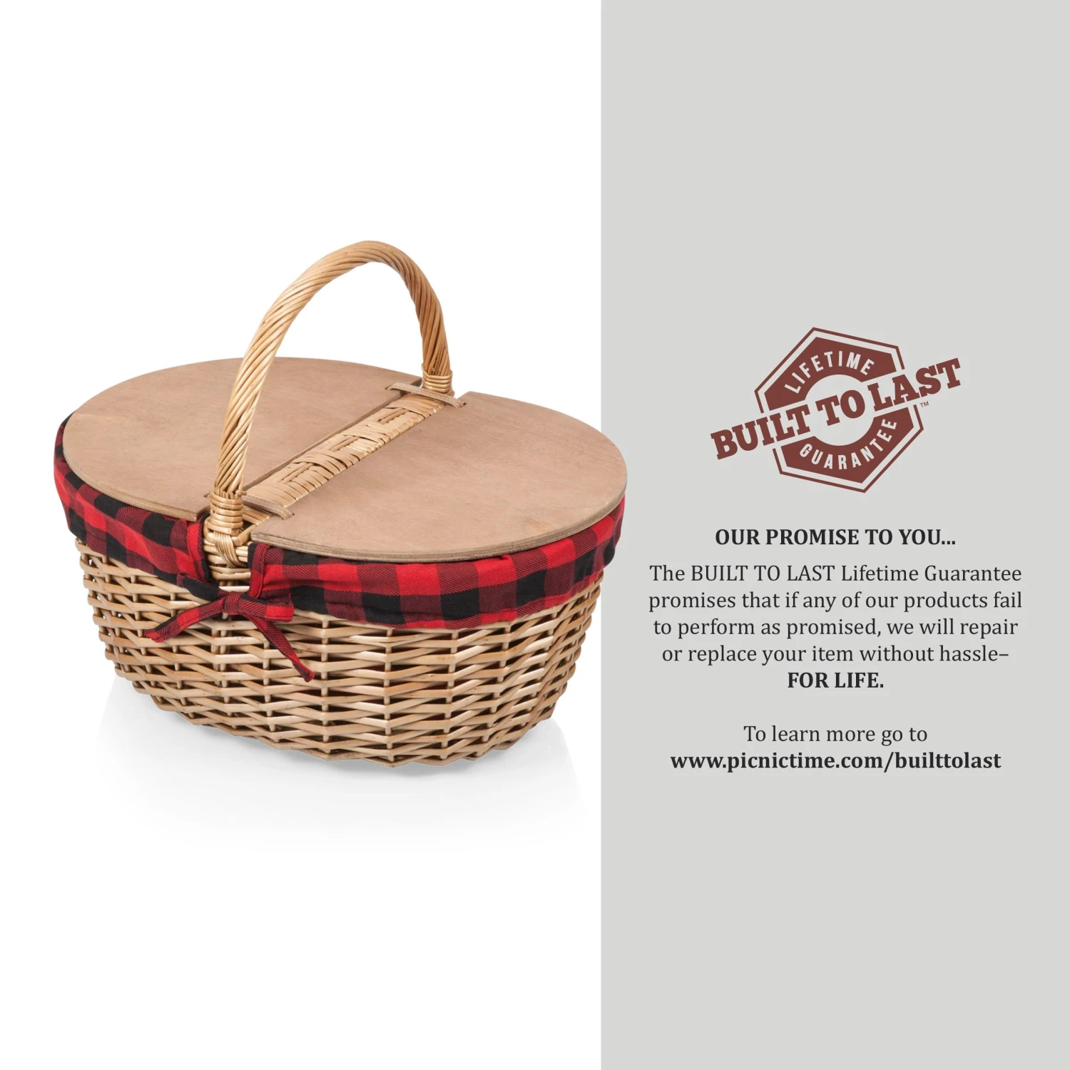 The Country Picnic Basket With Red & Black Liner 5 The Country Picnic Basket With Red & Black Liner - Image 5