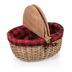 The Country Picnic Basket With Red & Black Liner 8 The Country Picnic Basket With Red & Black Liner -Chairish Shop the country picnic basket with red and black liner 7631