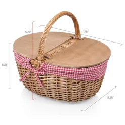 The Country Picnic Basket With Red & White Liner -Chairish Shop the country picnic basket with red and white liner 5644