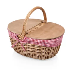 The Country Picnic Basket With Red & White Liner -Chairish Shop the country picnic basket with red and white liner 6613