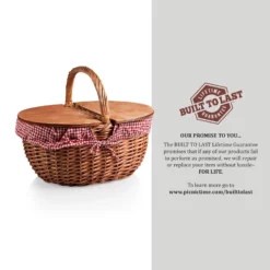 The Country Picnic Basket With Red & White Liner -Chairish Shop the country picnic basket with red and white liner 8281