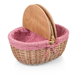 The Country Picnic Basket With Red & White Liner -Chairish Shop the country picnic basket with red and white liner 9915