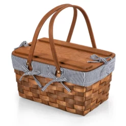The Kansas Picnic Basket With Navy & White Liner 11 The Kansas Picnic Basket With Navy & White Liner -Chairish Shop the kansas picnic basket with navy and white liner 6393 scaled
