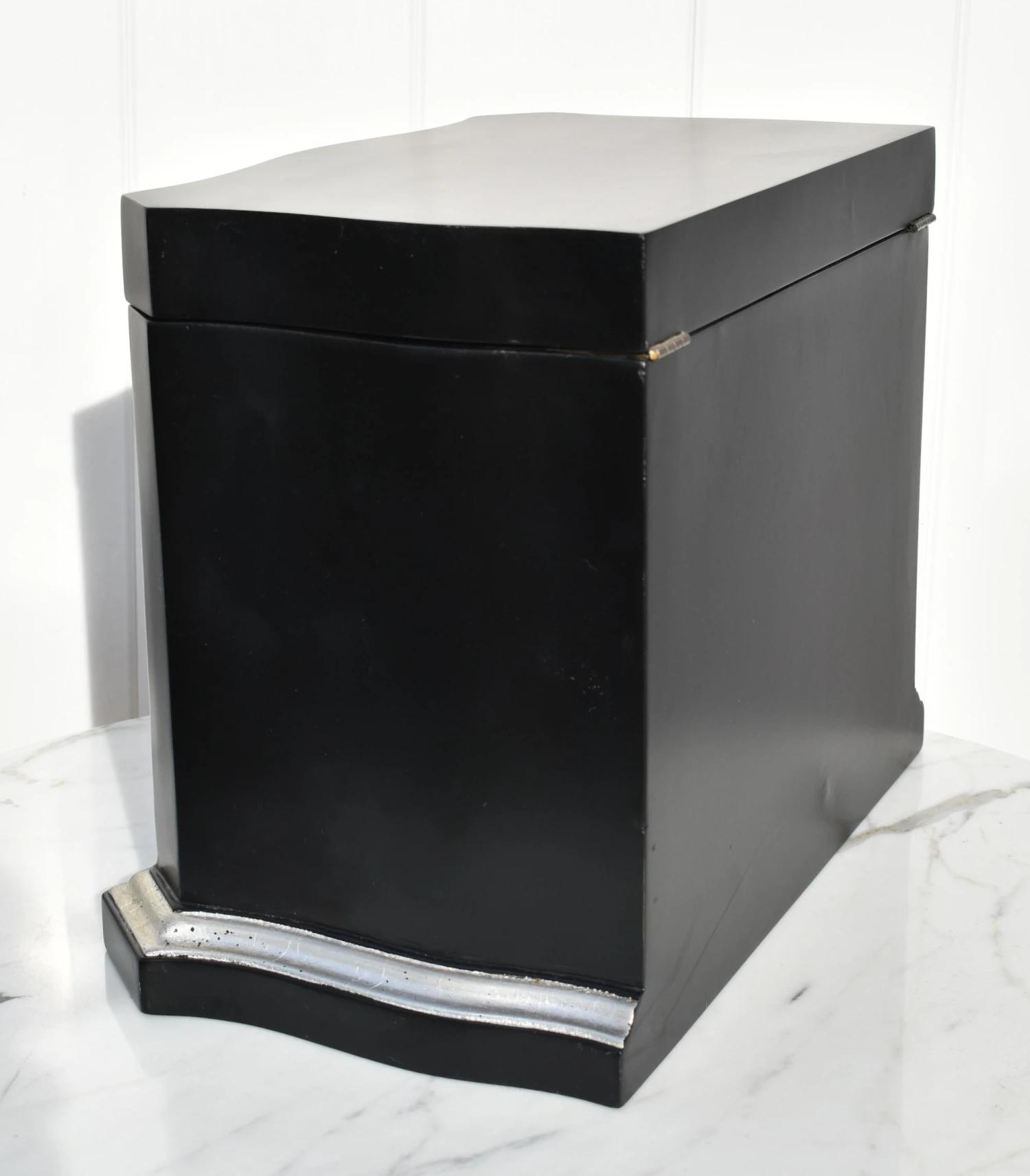 Transitional Two Drawer Table Top Jewelry Box In Black & Silver Finish W/Fitted Interior 8 Transitional Two Drawer Table Top Jewelry Box In Black & Silver Finish W/Fitted Interior - Image 8