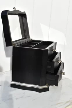 Transitional Two Drawer Table Top Jewelry Box In Black & Silver Finish W/Fitted Interior 15 Transitional Two Drawer Table Top Jewelry Box In Black & Silver Finish W/Fitted Interior -Chairish Shop transitional two drawer table top jewelry box in black and silver finish wfitted interior 9168 scaled