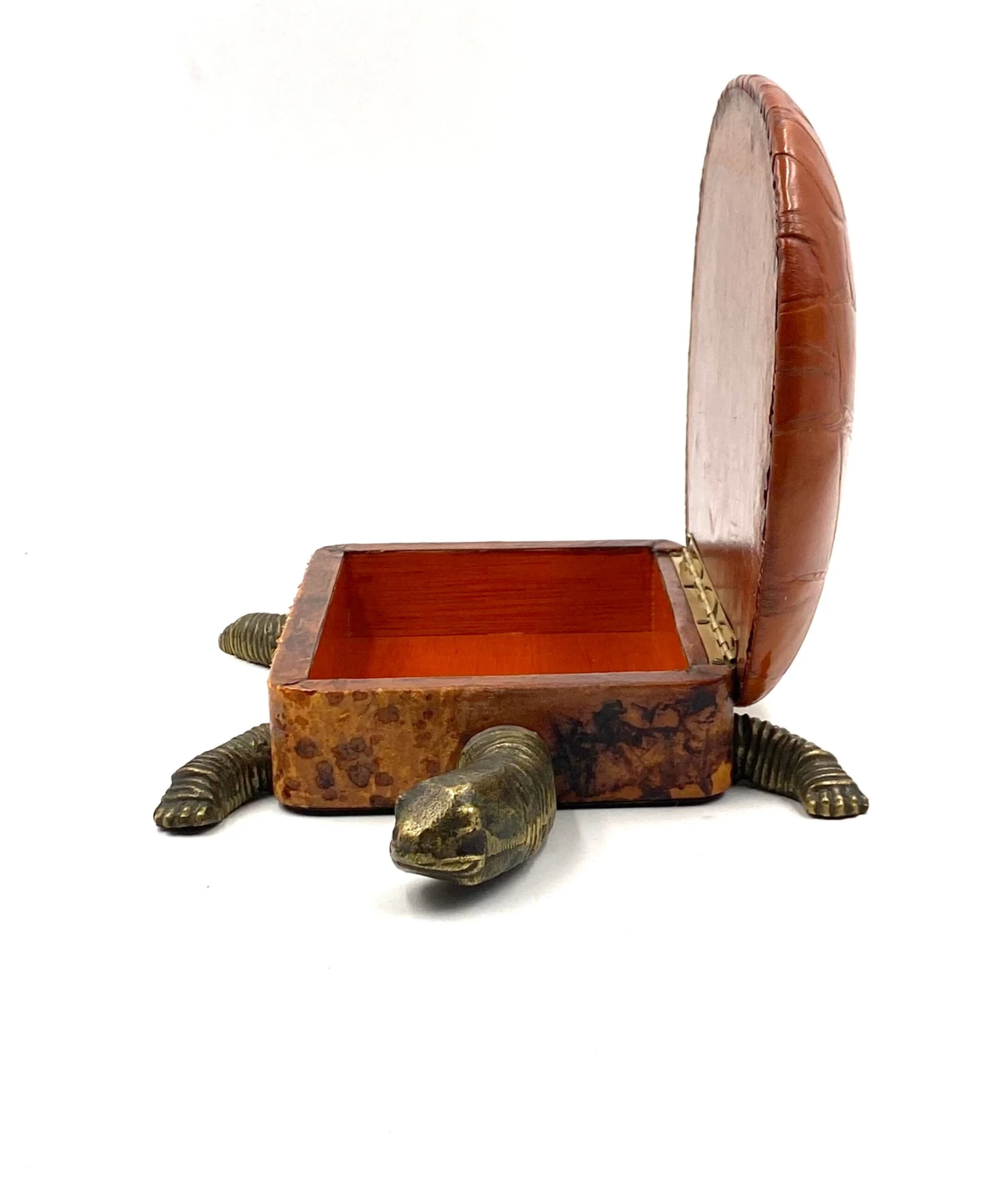 Turtle Shaped Leather And Bronze Jewelry Box, France 1950s 6 Turtle Shaped Leather And Bronze Jewelry Box, France 1950s - Image 6