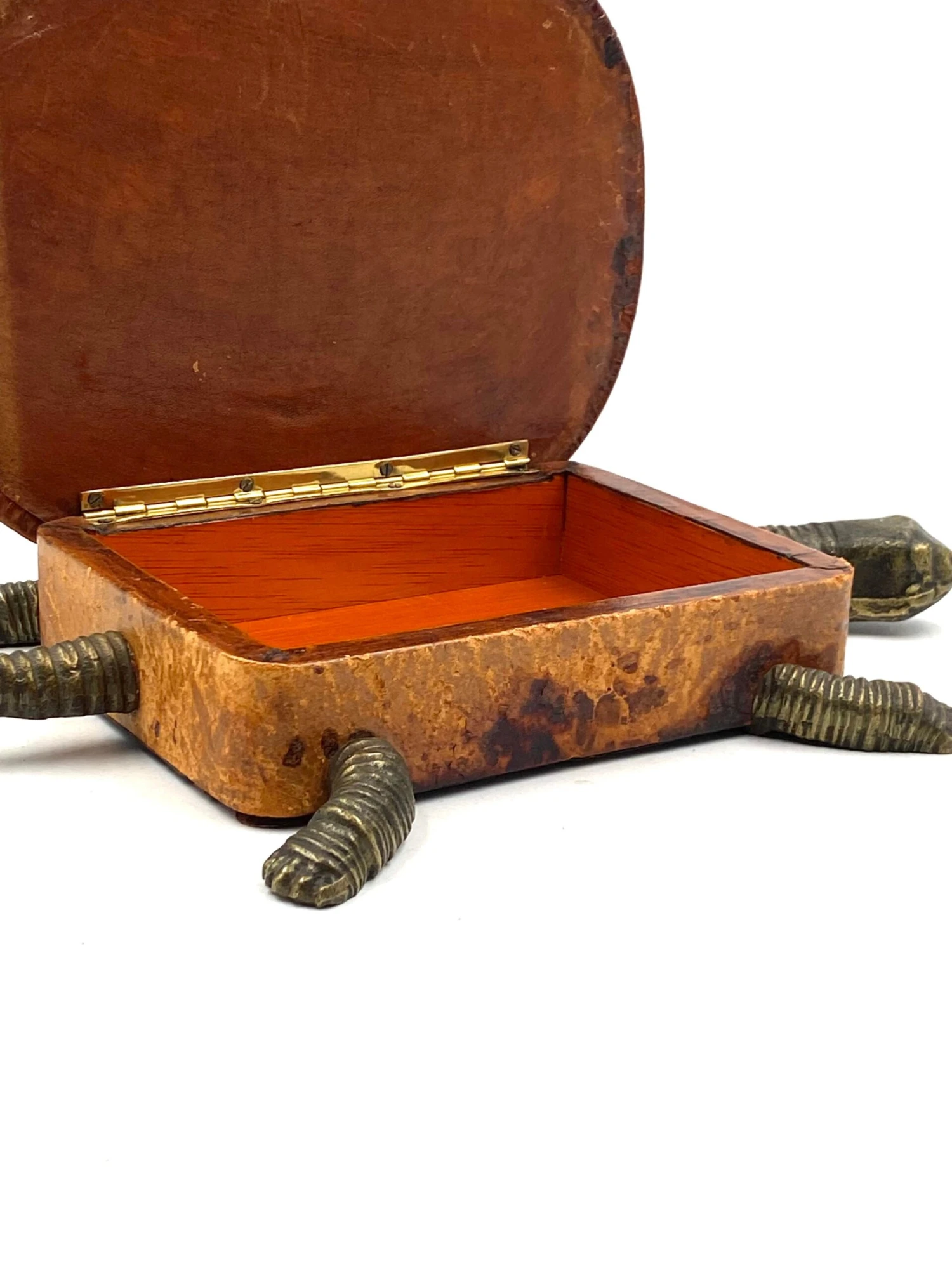 Turtle Shaped Leather And Bronze Jewelry Box, France 1950s 7 Turtle Shaped Leather And Bronze Jewelry Box, France 1950s - Image 7