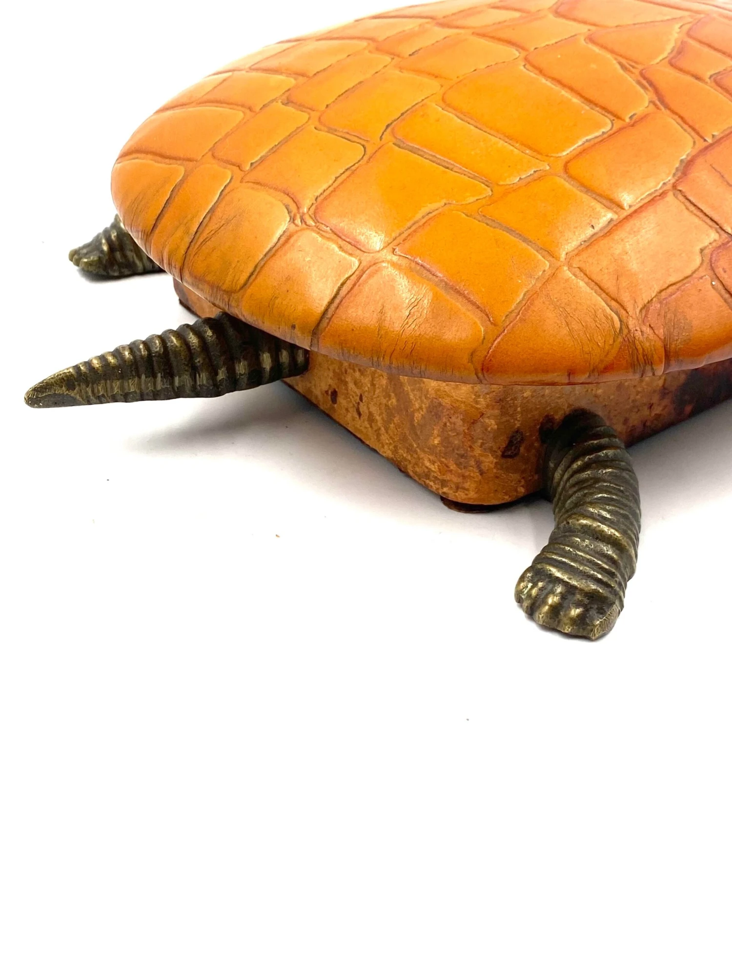 Turtle Shaped Leather And Bronze Jewelry Box, France 1950s 10 Turtle Shaped Leather And Bronze Jewelry Box, France 1950s - Image 10
