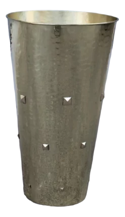 Umbrella Stand In Solid Hammered Brass, Italy, 1950s