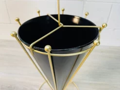 Vintage 1950s Black & Gold Metal Umbrella Stand -Chairish Shop vintage 1950s black and gold metal umbrella stand 6087 scaled