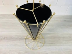 Vintage 1950s Black & Gold Metal Umbrella Stand -Chairish Shop vintage 1950s black and gold metal umbrella stand 6576 scaled
