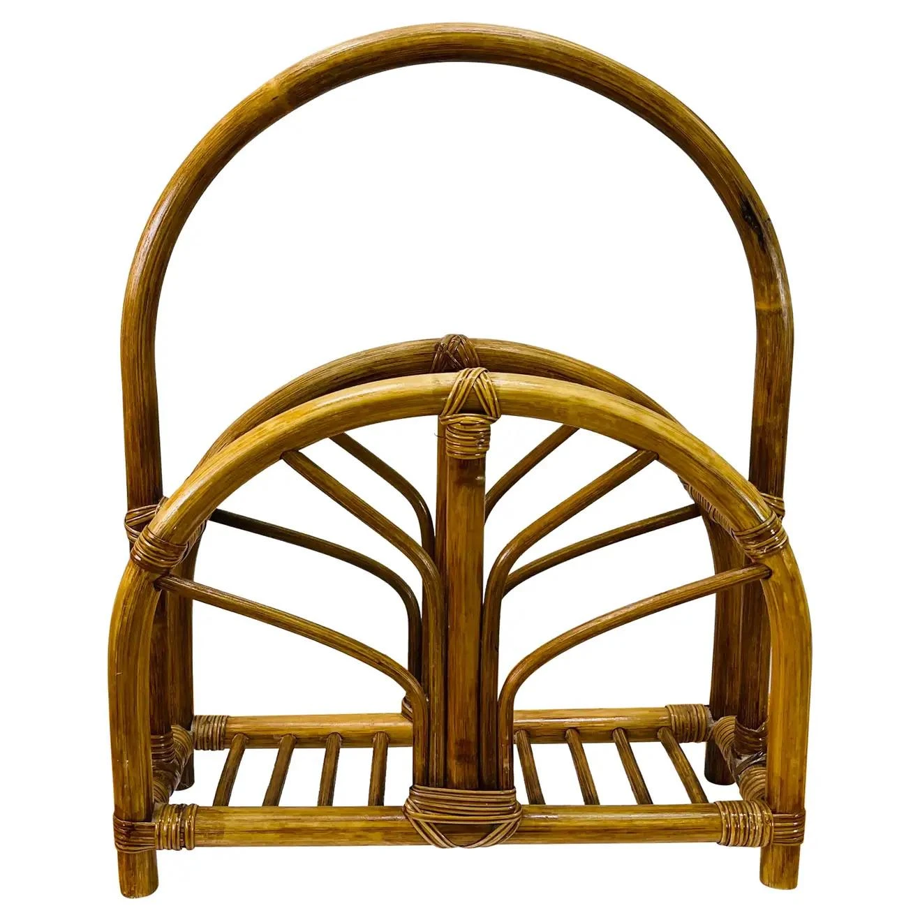 Vintage 1960s Arched Rattan Magazine Rack 8 Vintage 1960s Arched Rattan Magazine Rack - Image 8