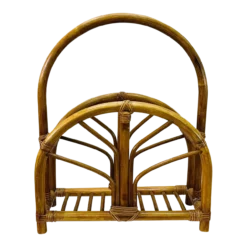 Vintage 1960s Arched Rattan Magazine Rack