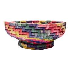 Vintage 1980s Rainbow Woven Basket
