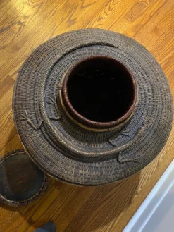 Vintage 19th Century Asian Woven Rattan Bamboo Storage Basket W/Lid -Chairish Shop vintage 19th century asian woven rattan bamboo storage basket wlid 0947