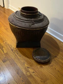 Vintage 19th Century Asian Woven Rattan Bamboo Storage Basket W/Lid -Chairish Shop vintage 19th century asian woven rattan bamboo storage basket wlid 4157