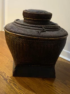 Vintage 19th Century Asian Woven Rattan Bamboo Storage Basket W/Lid -Chairish Shop vintage 19th century asian woven rattan bamboo storage basket wlid 4693