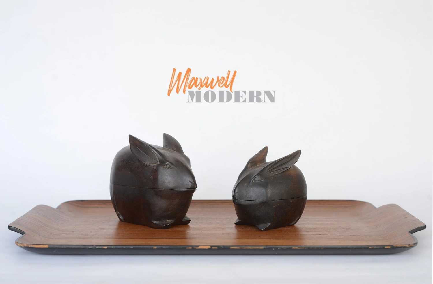 Vintage Arthur Court Folk Art Hand-Carved Wooden Rabbit Trinket Boxes - Set Of 2 2 Vintage Arthur Court Folk Art Hand-Carved Wooden Rabbit Trinket Boxes - Set Of 2 - Image 2