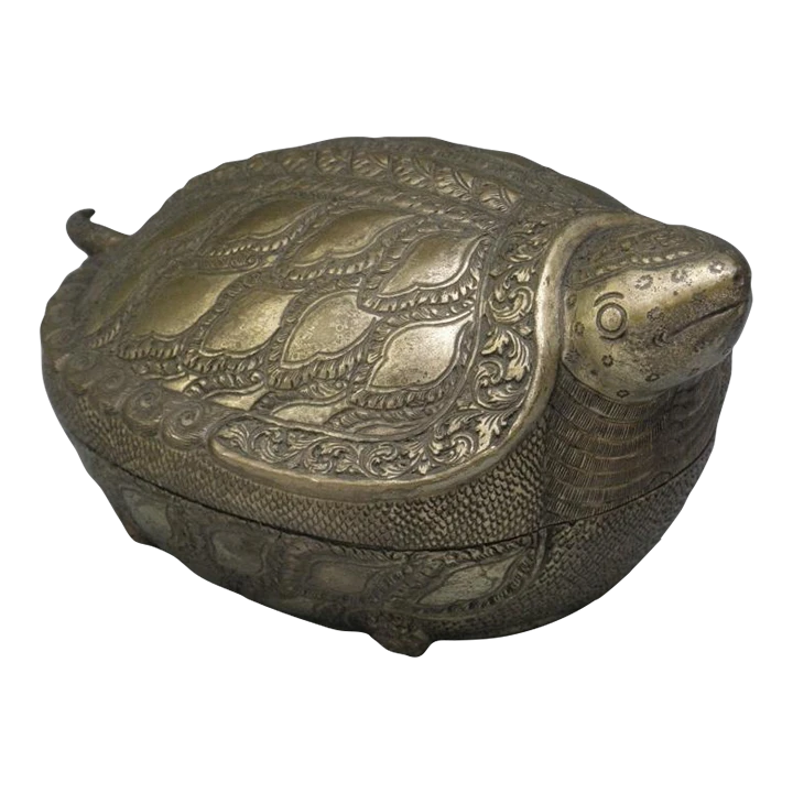 Vintage Asian Betel Nut Silver Turtle Box 1 Vintage Asian Betel Nut Silver Turtle Box