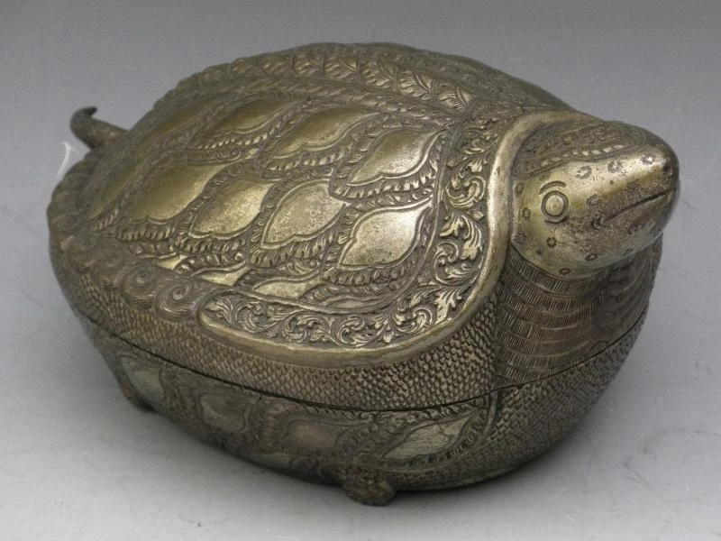 Vintage Asian Betel Nut Silver Turtle Box 6 Vintage Asian Betel Nut Silver Turtle Box - Image 6