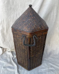 Vintage Asian Woven Rattan/Bamboo Hexagon Lidded Basket -Chairish Shop vintage asian woven rattanbamboo hexagon lidded basket 5751