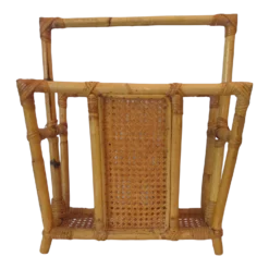 Vintage Bamboo And Rattan Magazine Rack