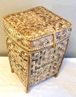 Vintage Bamboo Rattan Footed Large Lidded Basket 12 Vintage Bamboo Rattan Footed Large Lidded Basket -Chairish Shop vintage bamboo rattan footed large lidded basket 3523 scaled